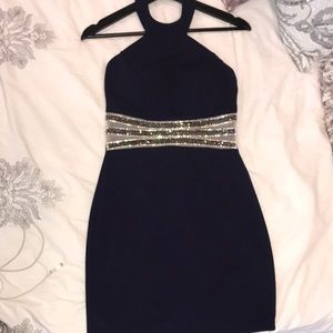 Navy blue body con dress (halter top)